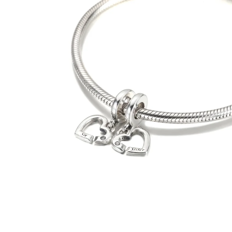 (imagem para) PANDORA Charm Pingente de Corações de Irmãs Divididos Entrelaçados - 799538C01 - Visualizar 5