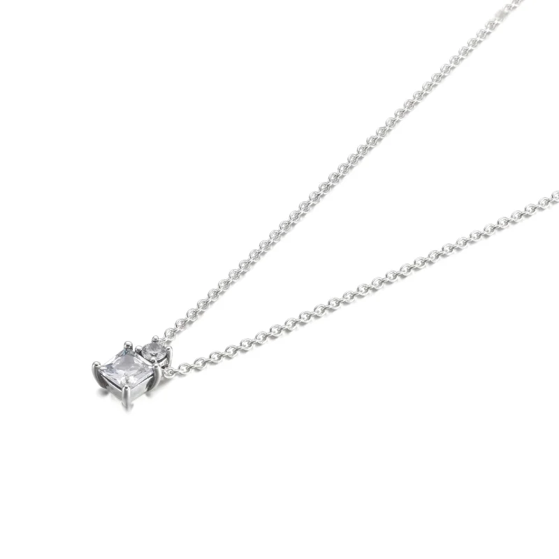 (imagem para) PANDORA Colar Brilhante Pingente Redondo e Quadrado - 390048C01 - Visualizar 2