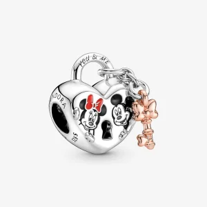 (imagem para) PANDORA Disney Mickey Mouse & Minnie Mouse Charm de Cadeado - 780109C01