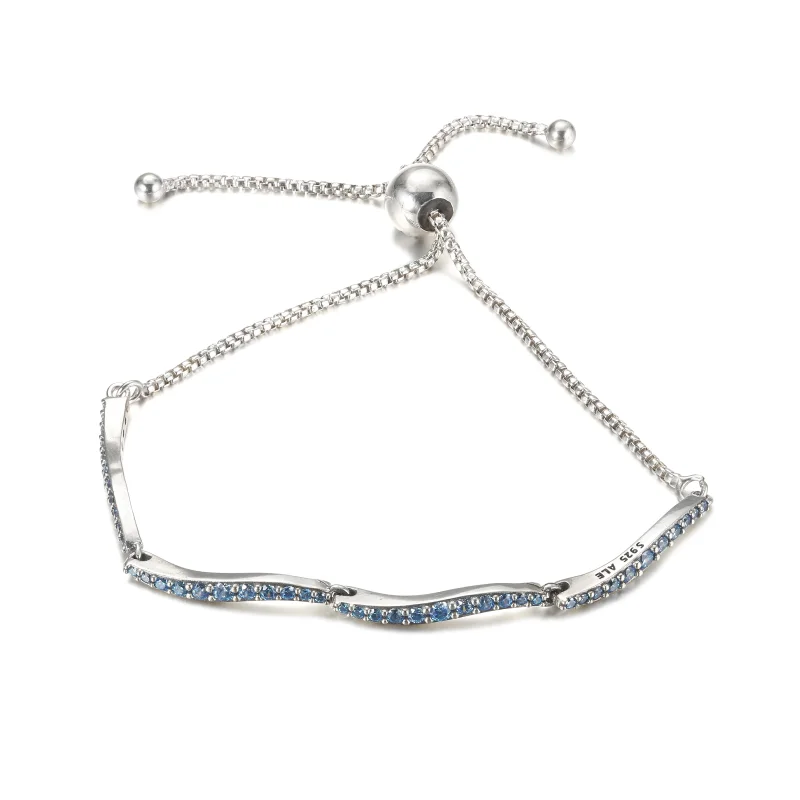 (imagem para) PULSEIRA ONDULADA AZUL PANDORA COM FECHO DESLIZANTE - 599436C01 - Visualizar 2