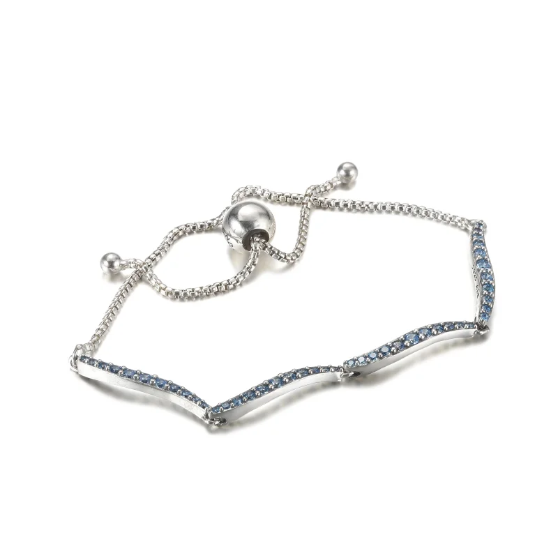 (imagem para) PULSEIRA ONDULADA AZUL PANDORA COM FECHO DESLIZANTE - 599436C01 - Visualizar 4