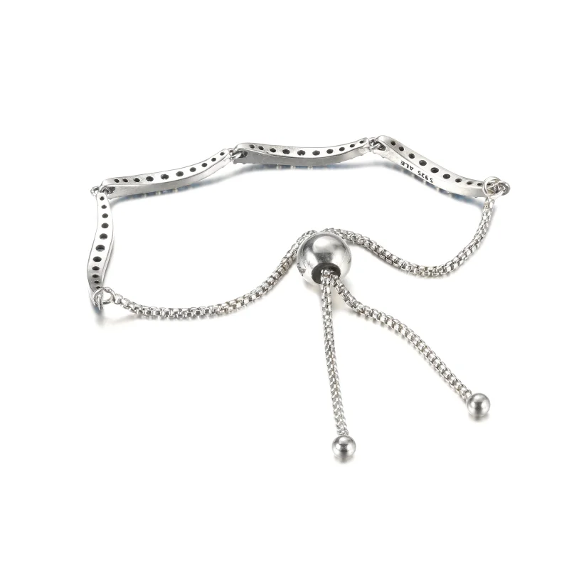 (imagem para) PULSEIRA ONDULADA AZUL PANDORA COM FECHO DESLIZANTE - 599436C01 - Visualizar 5