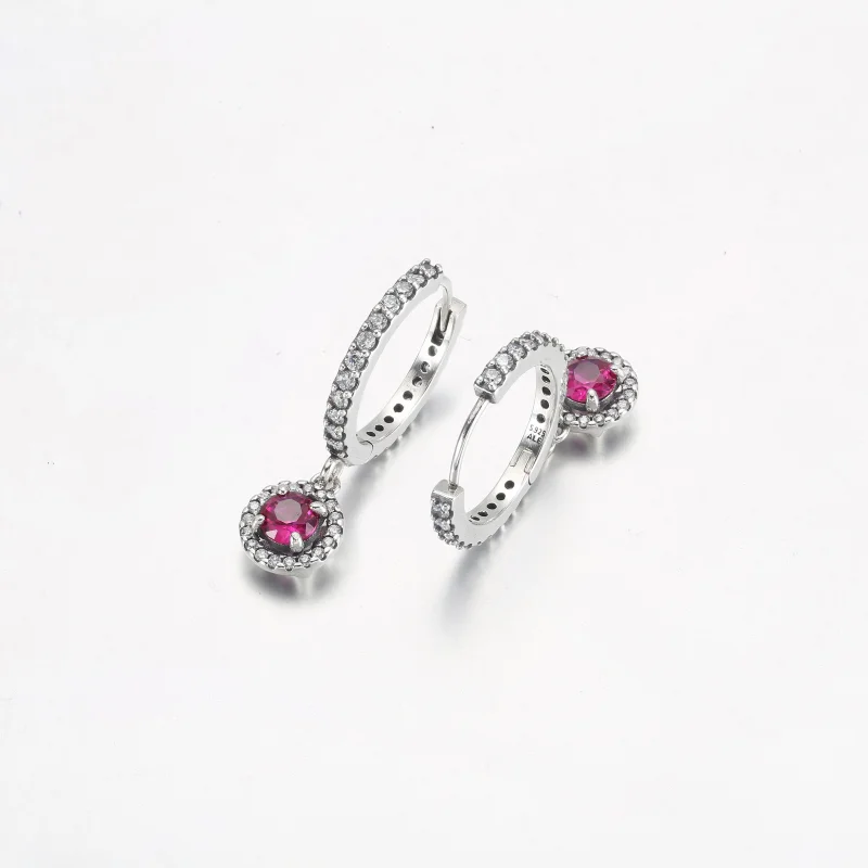 (imagem para) Brincos Redondo Vermelho Brilhante PANDORA - 292379C01 - Visualizar 5