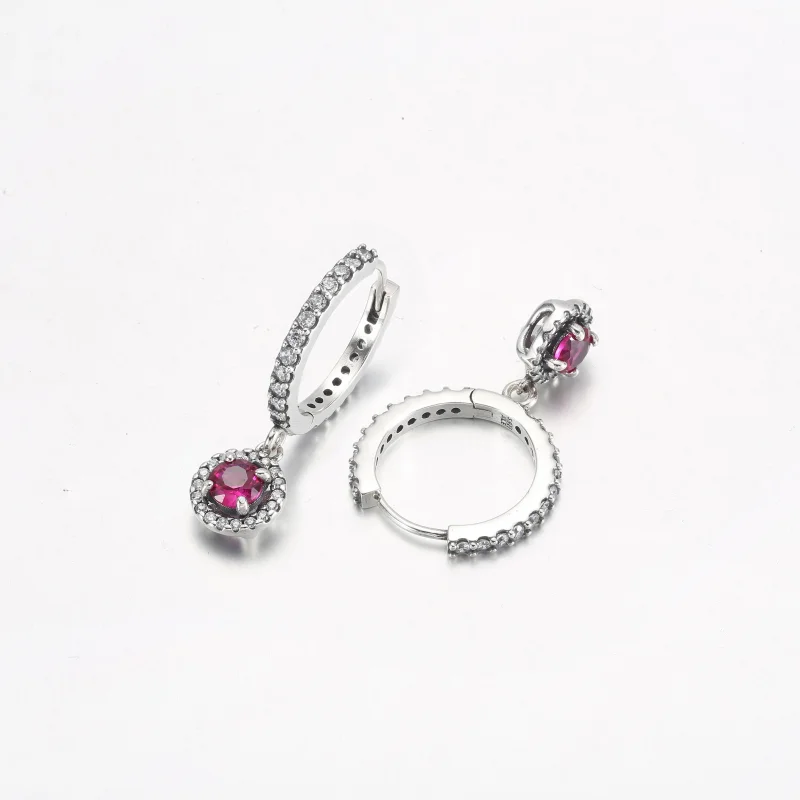 (imagem para) Brincos Redondo Vermelho Brilhante PANDORA - 292379C01 - Visualizar 7