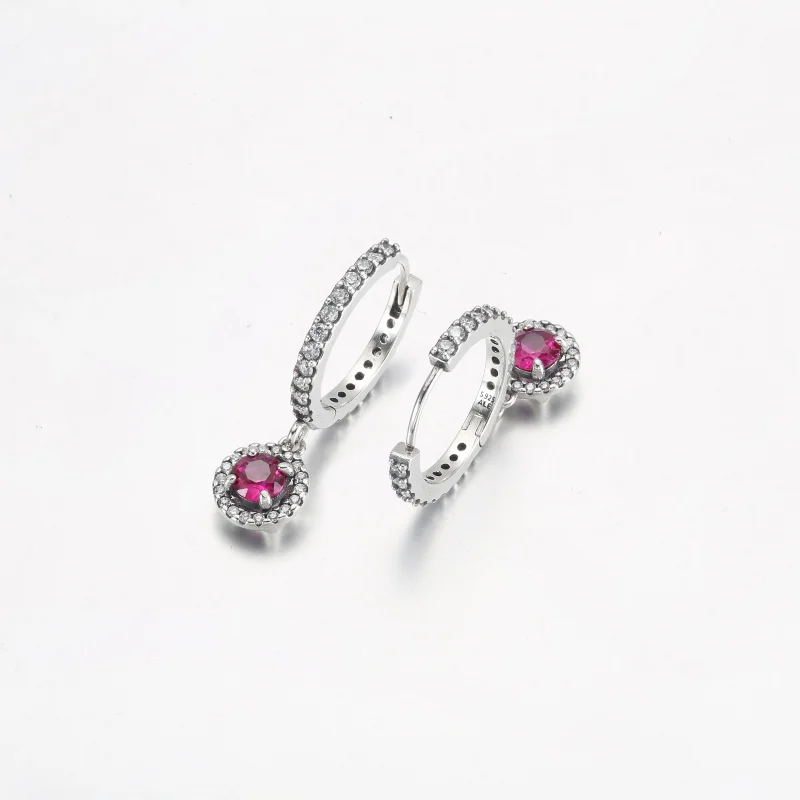 (imagem para) Brincos Redondo Vermelho Brilhante PANDORA - 292379C01 - Visualizar 9