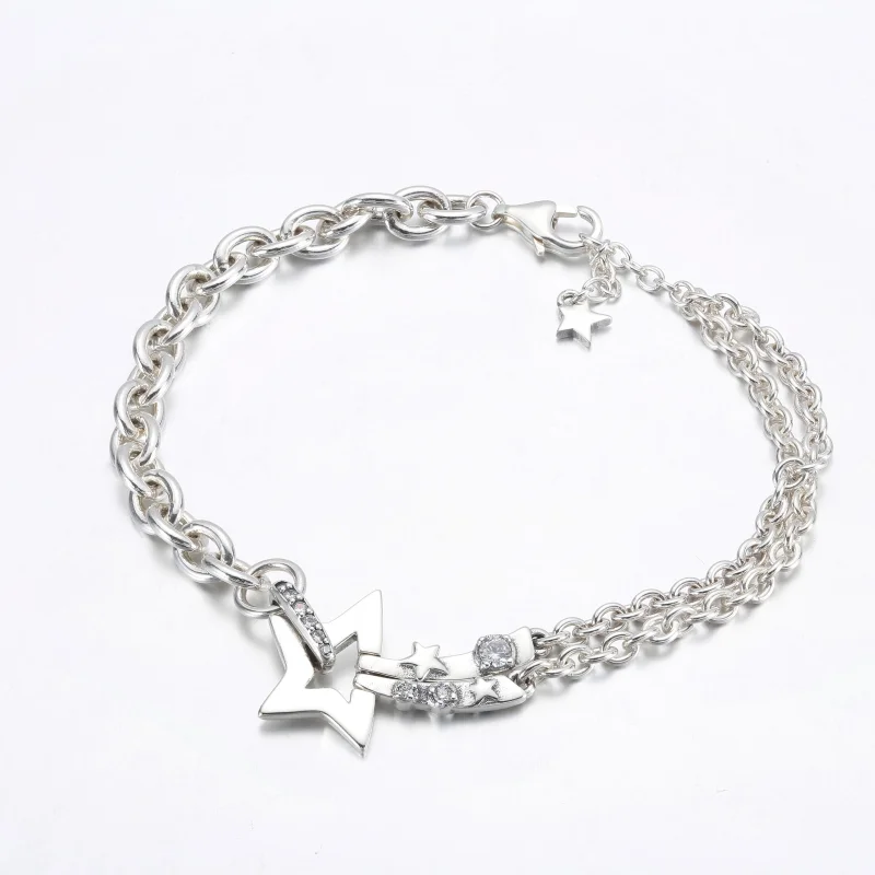 (imagem para) PANDORA Bracelete Dupla Corrente Estrela Cadente - 592409C01 - Visualizar 5