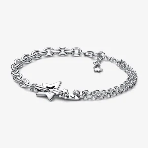 (imagem para) PANDORA Bracelete Dupla Corrente Estrela Cadente - 592409C01