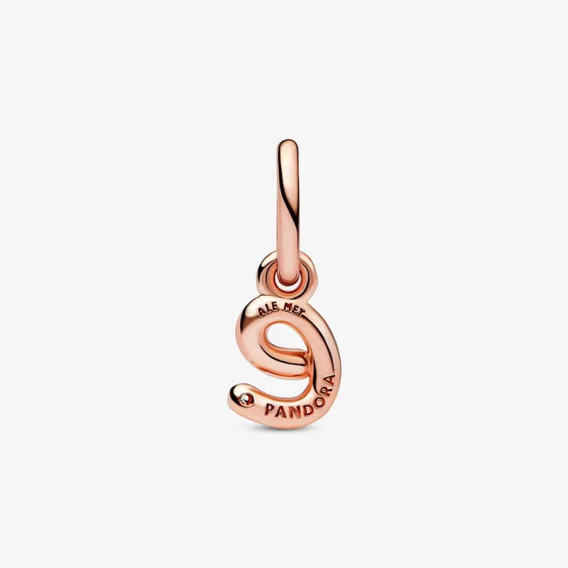 (imagem para) PANDORA Charm de Letra E em Script com Pingente - 782463C01 - Visualizar 3