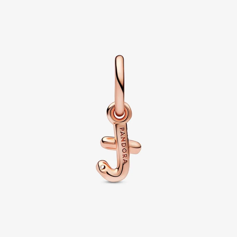 (imagem para) PANDORA Charm de Letra T em Alfabeto Script com Pingente - 782469C01 - Visualizar 3