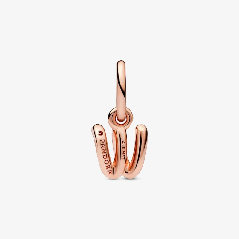 (imagem para) PANDORA Charm de Letra W em Alfabeto Cursivo Pingente - 782481C01 - Visualizar 3