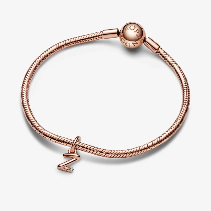 (imagem para) PANDORA Charm de Letra Z em Alfabeto Script com Pingente - 782457C01 - Visualizar 3