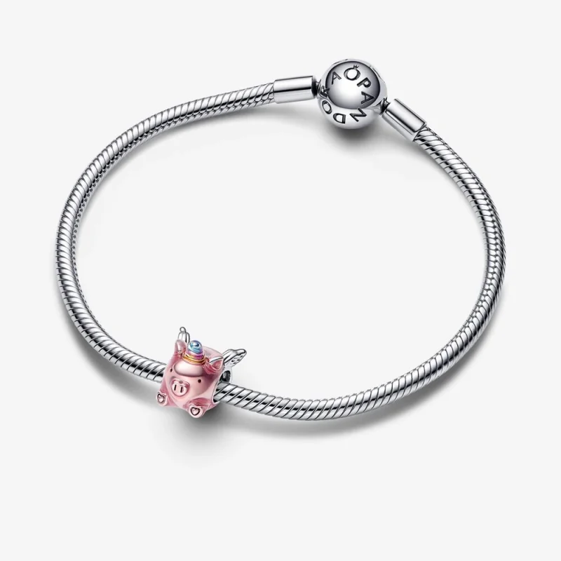 (imagem para) PANDORA Charm de Porco Unicórnio Voador - 792573C01 - Visualizar 4