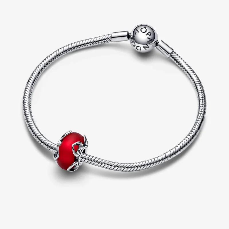 (imagem para) PANDORA Charm de Vidro Murano Vermelho Fosco e Corações - 792497C01 - Visualizar 4