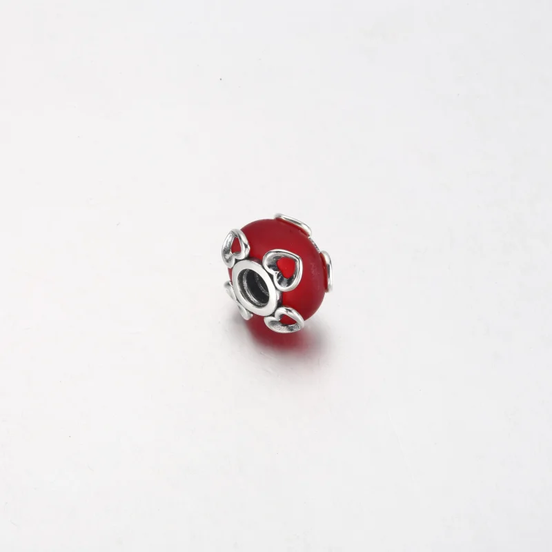 (imagem para) PANDORA Charm de Vidro Murano Vermelho Fosco e Corações - 792497C01 - Visualizar 7