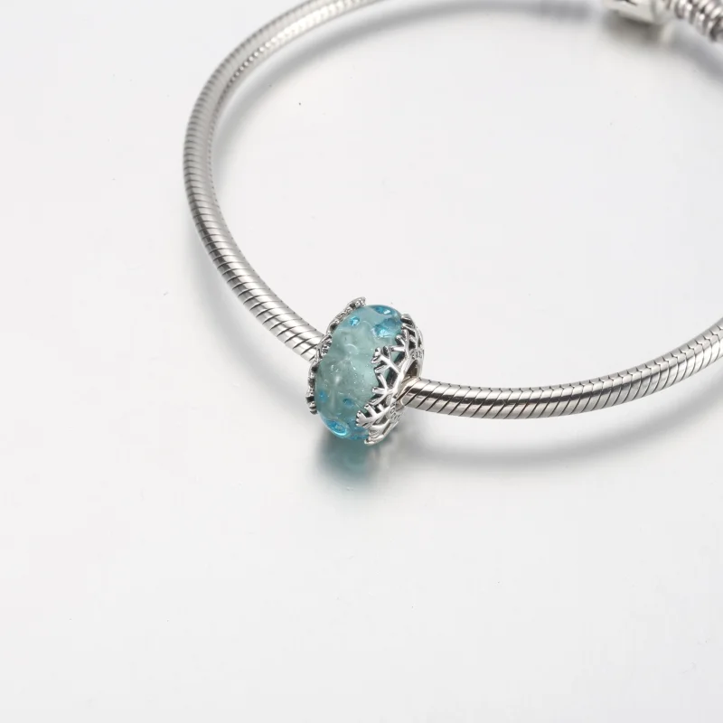 (imagem para) PANDORA Charm Murano de Floco de Neve Azul Invernal - 792377C00 - Visualizar 8