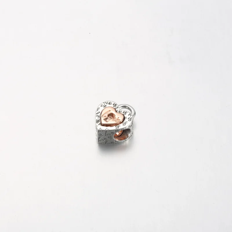 (imagem para) PANDORA Chave de Cadeado Coração Divisível Bicolor - 782505C00 - Visualizar 5