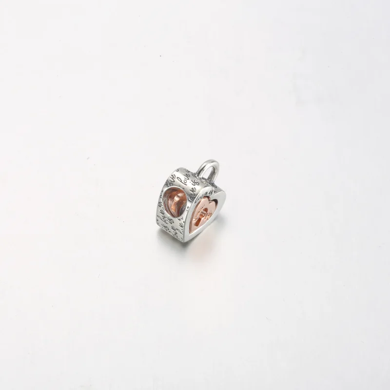 (imagem para) PANDORA Chave de Cadeado Coração Divisível Bicolor - 782505C00 - Visualizar 6