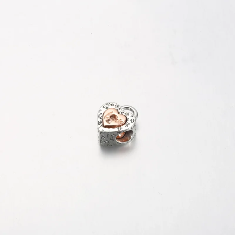 (imagem para) PANDORA Chave de Cadeado Coração Divisível Bicolor - 782505C00 - Visualizar 9