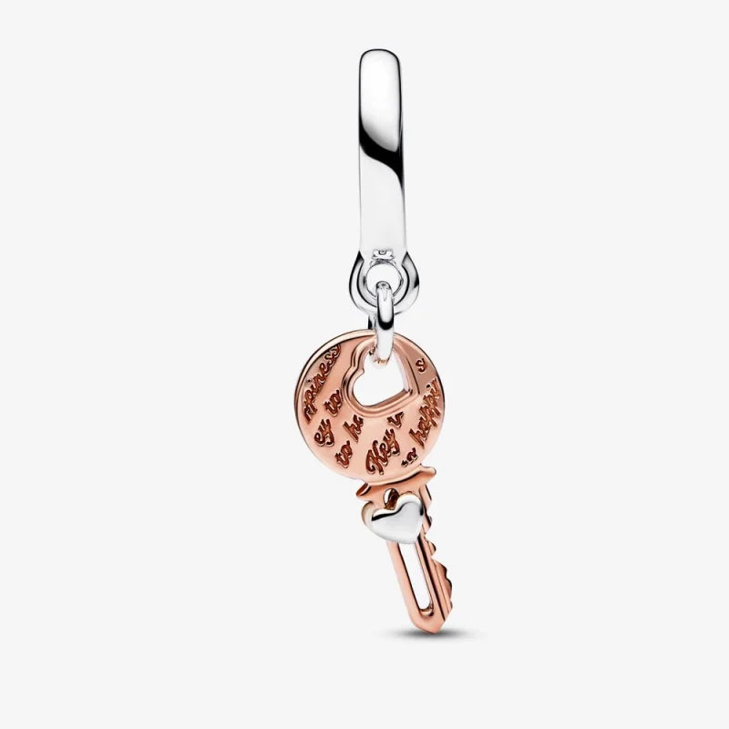 (imagem para) PANDORA Chave Duotônico e Charm Coração Deslizante - 782510C00 - Visualizar 3