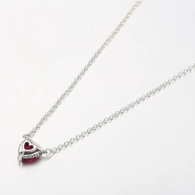 (imagem para) PANDORA Colar com Pingente Coração Brilhante Halo - 392542C01 - Visualizar 6