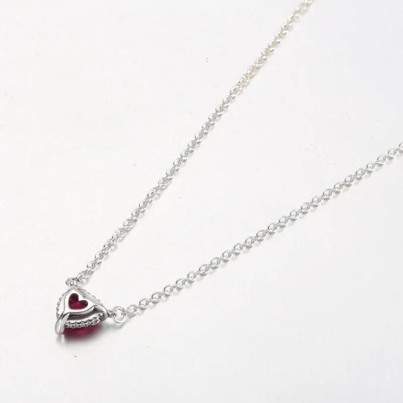 (imagem para) PANDORA Colar com Pingente Coração Brilhante Halo - 392542C01 - Visualizar 10