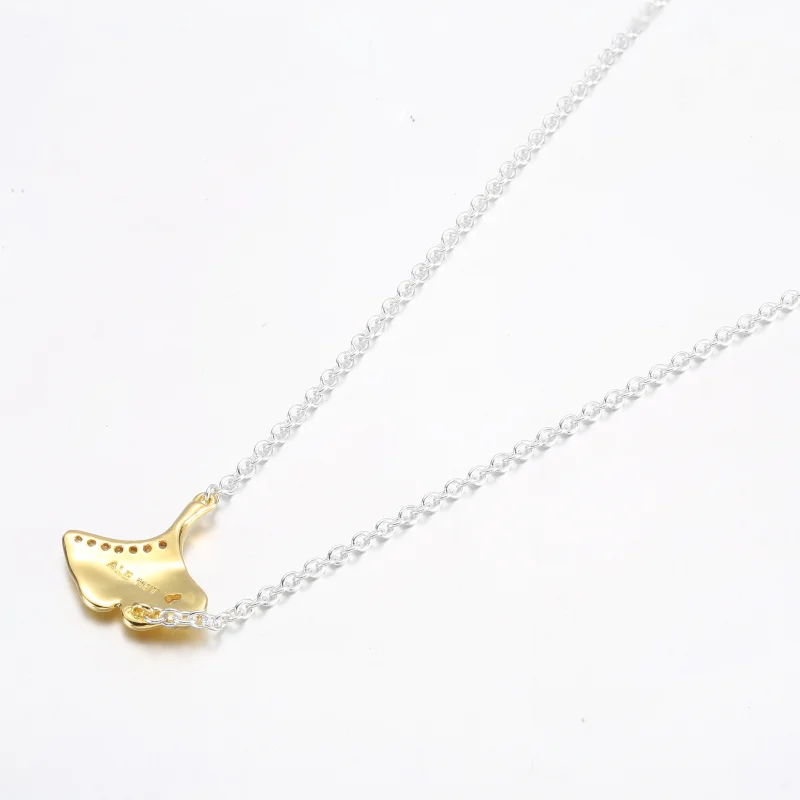 (imagem para) PANDORA Colar de ginkgo em prata sterling e banhado a ouro 14k com zircônia cúbi - Visualizar 3