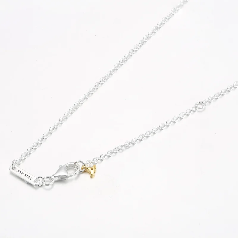 (imagem para) PANDORA Colar de ginkgo em prata sterling e banhado a ouro 14k com zircônia cúbi - Visualizar 4