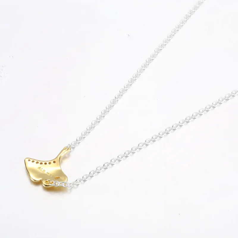 (imagem para) PANDORA Colar de ginkgo em prata sterling e banhado a ouro 14k com zircônia cúbi - Visualizar 7