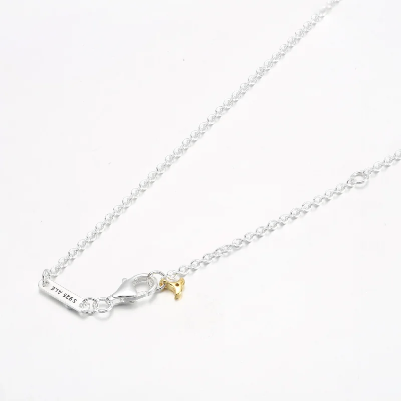 (imagem para) PANDORA Colar de ginkgo em prata sterling e banhado a ouro 14k com zircônia cúbi - Visualizar 8