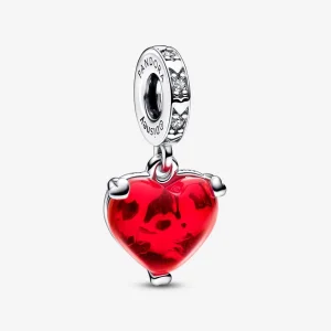 (imagem para) PANDORA Disney Beijo do Mickey e Minnie Mouse Charm Pingente de Vidro Murano Vermelho - 792522C01
