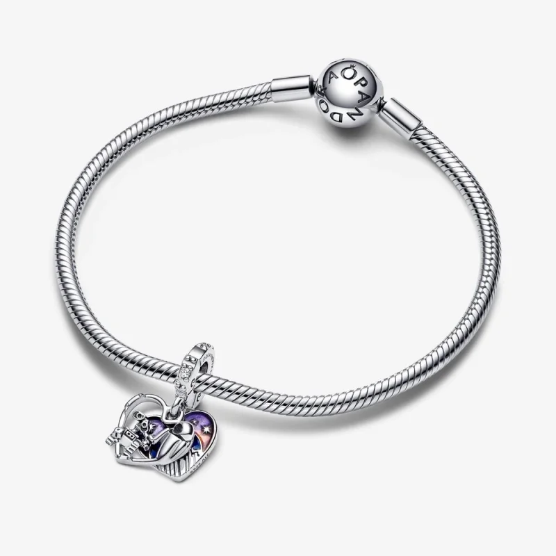 (imagem para) PANDORA Disney Pixar Wall-E & Eve Charm Pingente com Detalhes Suspensos que Bril - Visualizar 3