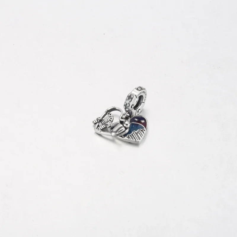 (imagem para) PANDORA Disney Pixar Wall-E & Eve Charm Pingente com Detalhes Suspensos que Bril - Visualizar 4
