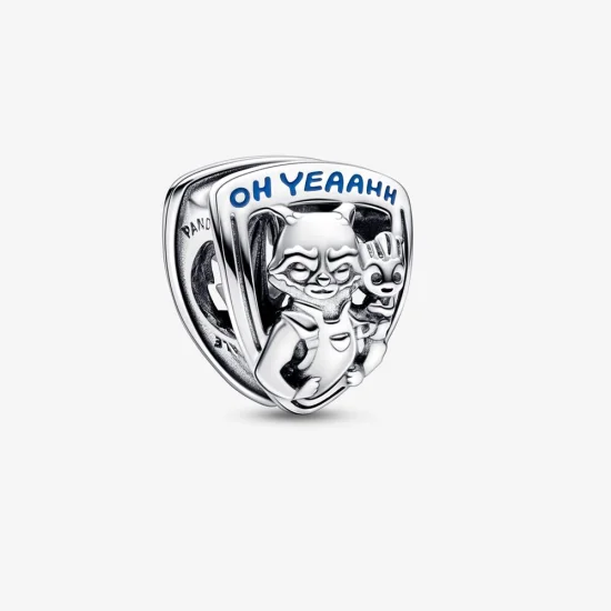 (imagem para) PANDORA Marvel Guardiões da Galáxia Charm Emblema do Esquilo Rocket & Groot - 792565C01
