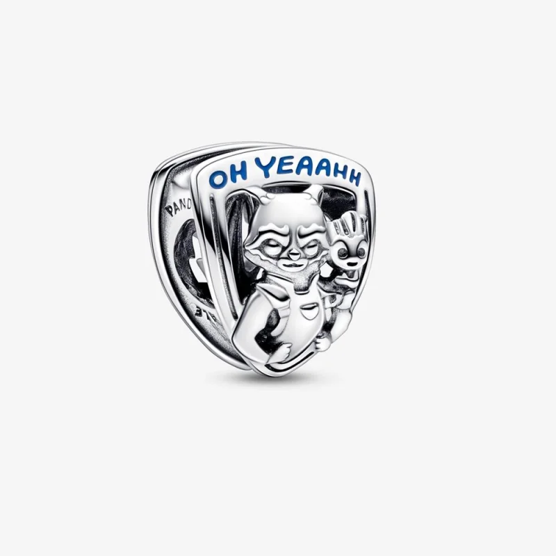 (imagem para) PANDORA Marvel Guardiões da Galáxia Charm Emblema do Esquilo Rocket & Groot - 792565C01