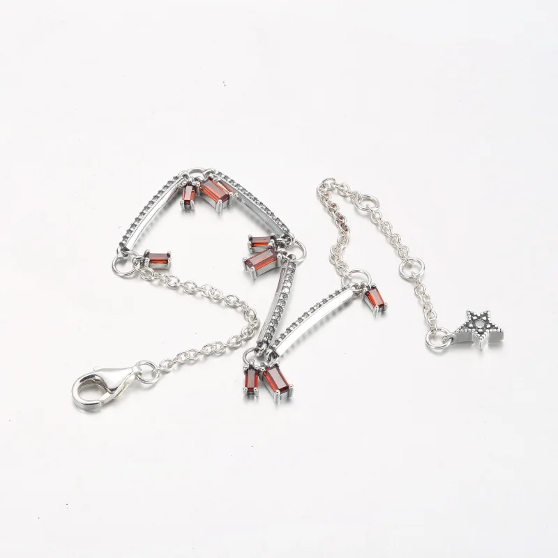 (imagem para) PANDORA Pulseira de Barra de Pavé em Formato de Traqueira - 592537C01 - Visualizar 5