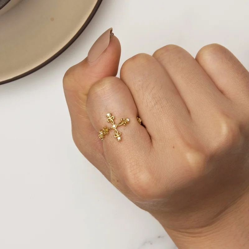 (imagem para) Anel Aberto Pandora Style Ouro Amarelo - BSR041-B - Visualizar 6