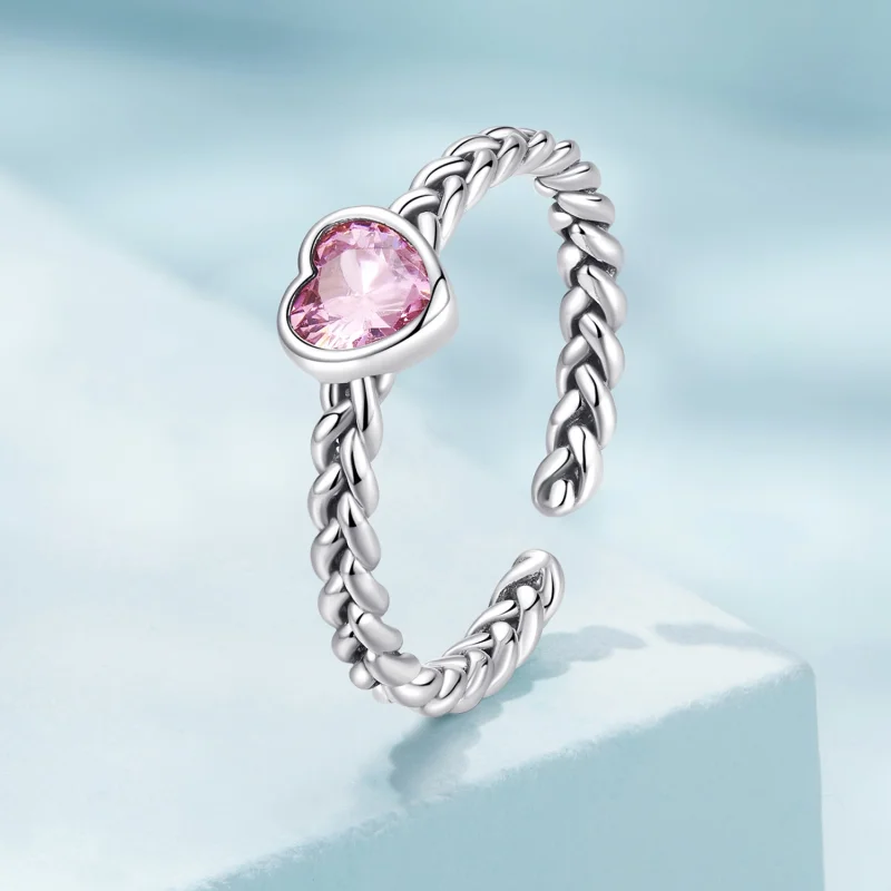 (imagem para) Anel de Coração Aberto Rosa Estilo Pandora - SCR865 - Visualizar 2