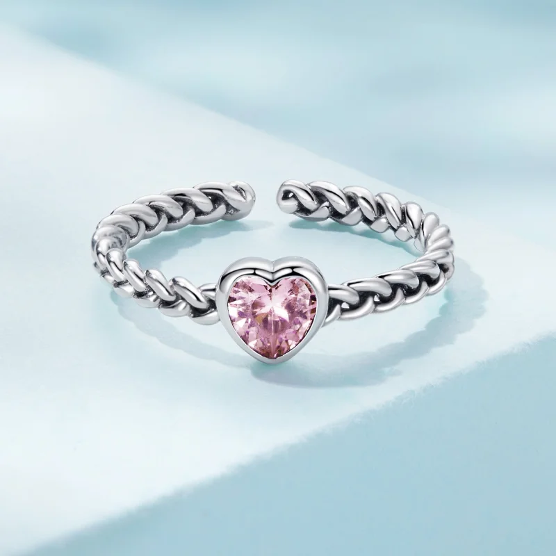 (imagem para) Anel de Coração Aberto Rosa Estilo Pandora - SCR865 - Visualizar 3