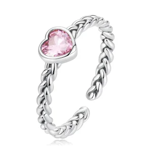 (imagem para) Anel de Coração Aberto Rosa Estilo Pandora - SCR865