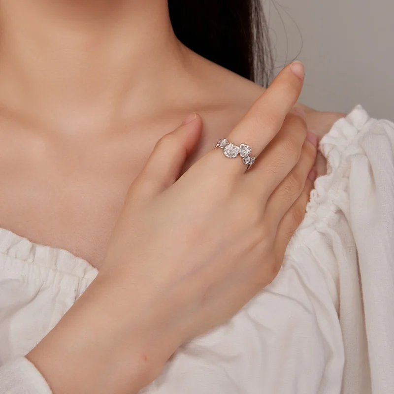 (imagem para) Anel de Faixa Estilo Pandora Clássico com Flor Margarida - BSR382 - Visualizar 4