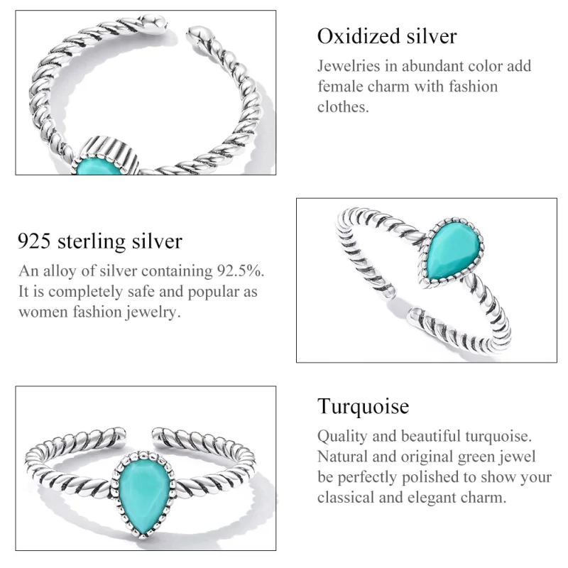 (imagem para) Anel Pandora Style Lágrima Aberto - BSR247 - Visualizar 3