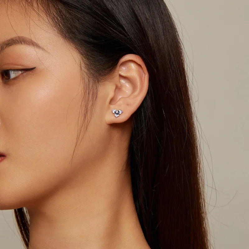 (imagem para) Brincos Estilo Pandora com Amor-Perfeito - BSE860 - Visualizar 5