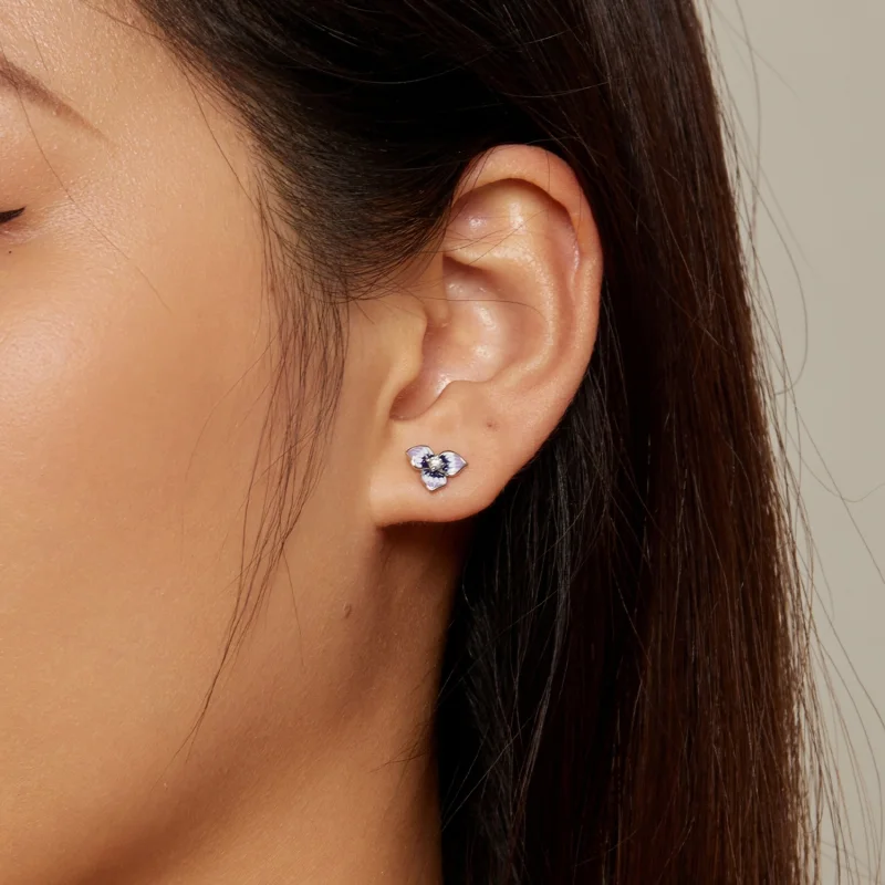 (imagem para) Brincos Estilo Pandora com Amor-Perfeito - BSE860 - Visualizar 7