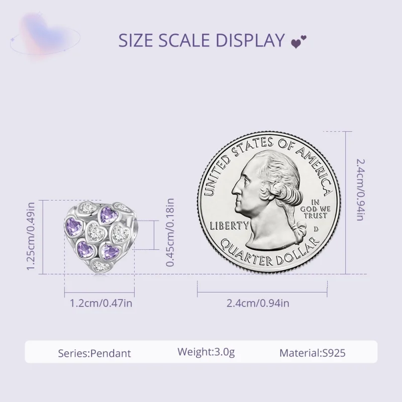 (imagem para) Charm Corações por Toda Parte Estilo Pandora - SCC2451 - Visualizar 6