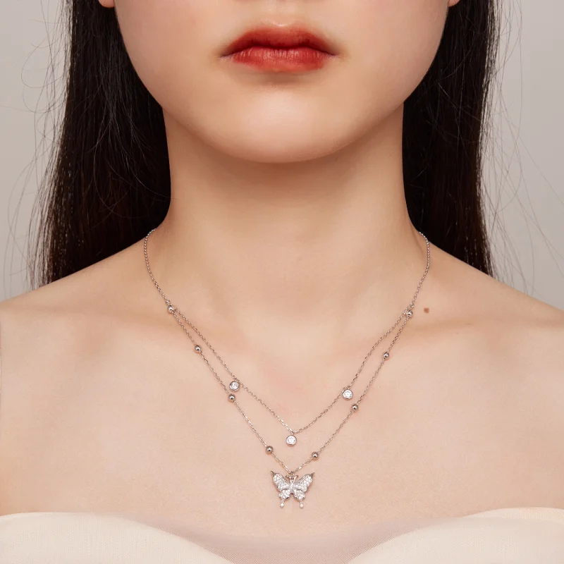 (imagem para) Colar de Dupla Corrente Estilo Pandora - BSN308 - Visualizar 6