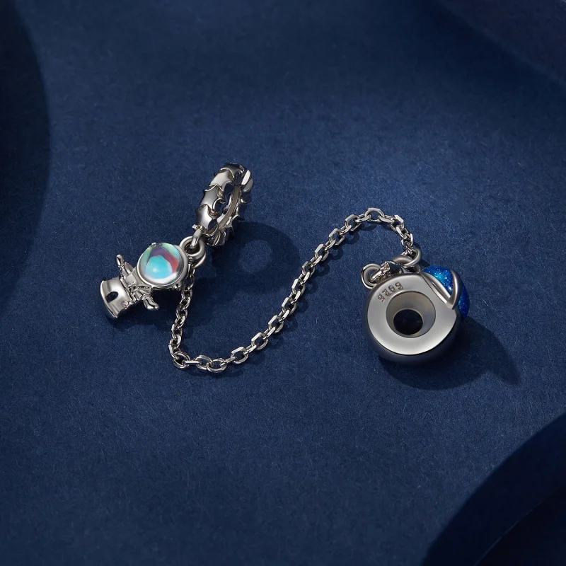 (imagem para) Corrente de Segurança Estilo Pandora Astronauta e Planeta - BSC792 - Visualizar 3