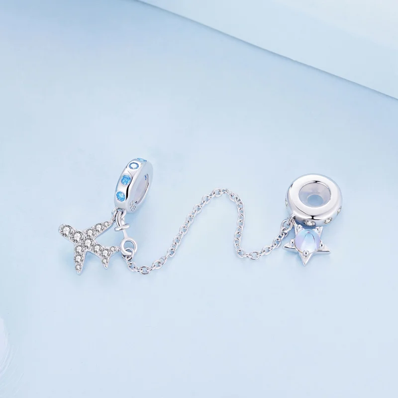 (imagem para) Corrente de Segurança Estilo Pandora com Estrelas e Galáxia - BSC738 - Visualizar 3