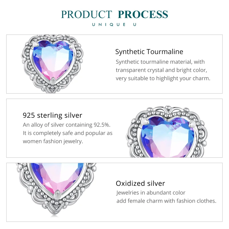 (imagem para) Pandora Style Forever meu amor Charm Coração em Gradiente de Cor - BSC830 - Visualizar 6