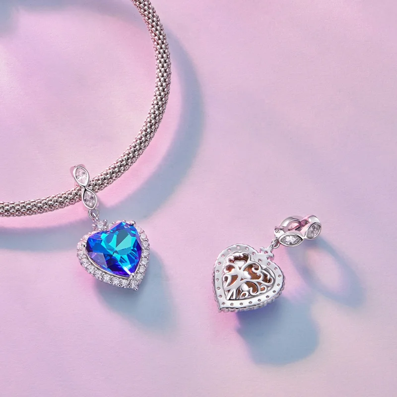 (imagem para) Pingente Coração Azul no Estilo Pandora - BSC775 - Visualizar 4