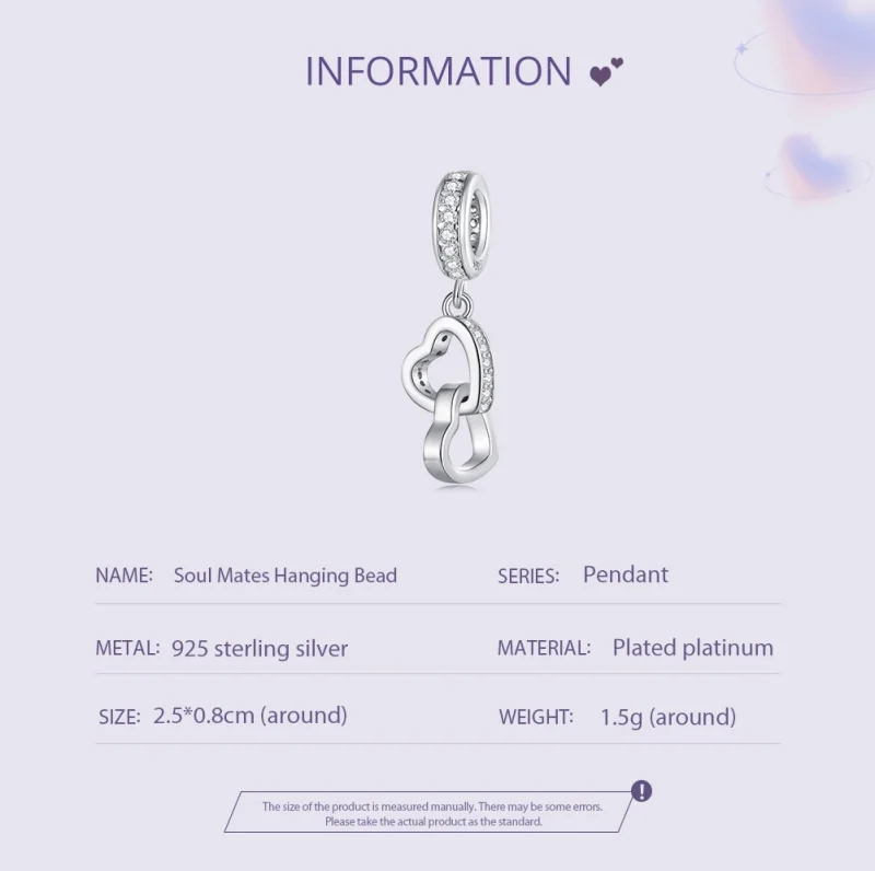 (imagem para) Pingente de Corações Entrelaçados Estilo Pandora com Dangle - SCC2455 - Visualizar 5